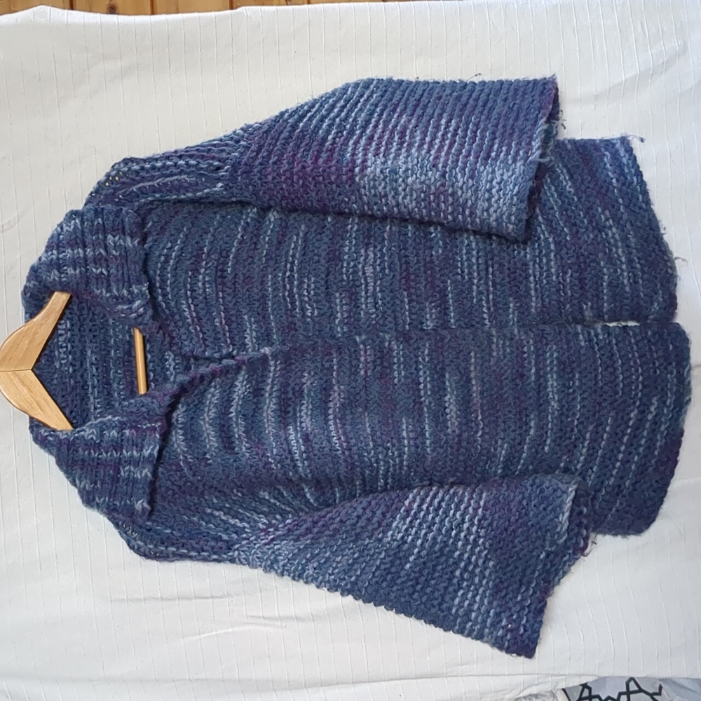 Handknit cardigan boxy chunky Sweater jacket Large